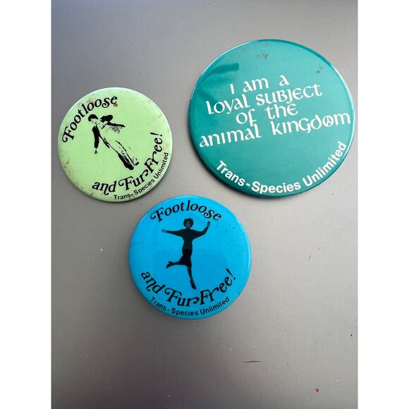 Lot of 3 Vintage Trans-Species Unlimited Button Pins - Picture 1 of 2